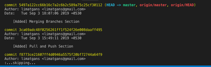 git log on terminal